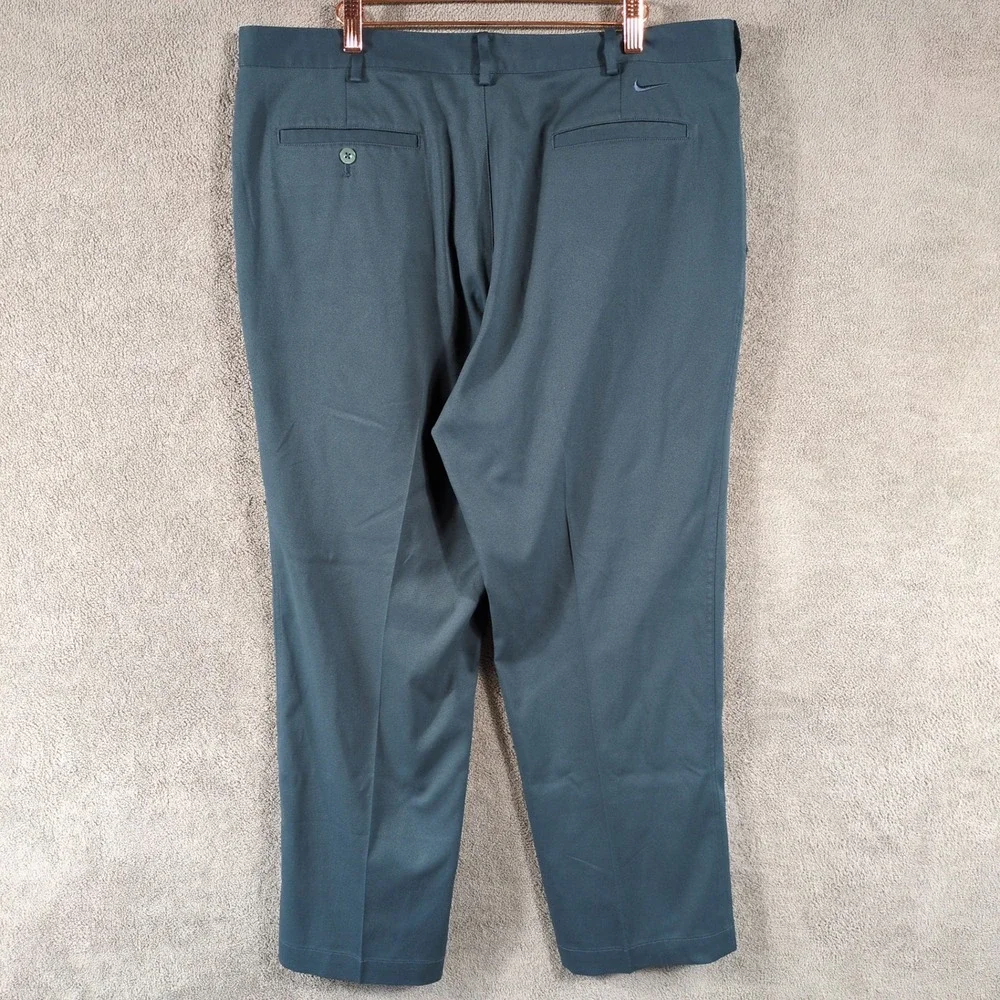 Nike Golf Fit Dry Pants Mens 36x30 Gray/Green Flat Front Stretch Trousers Slacks